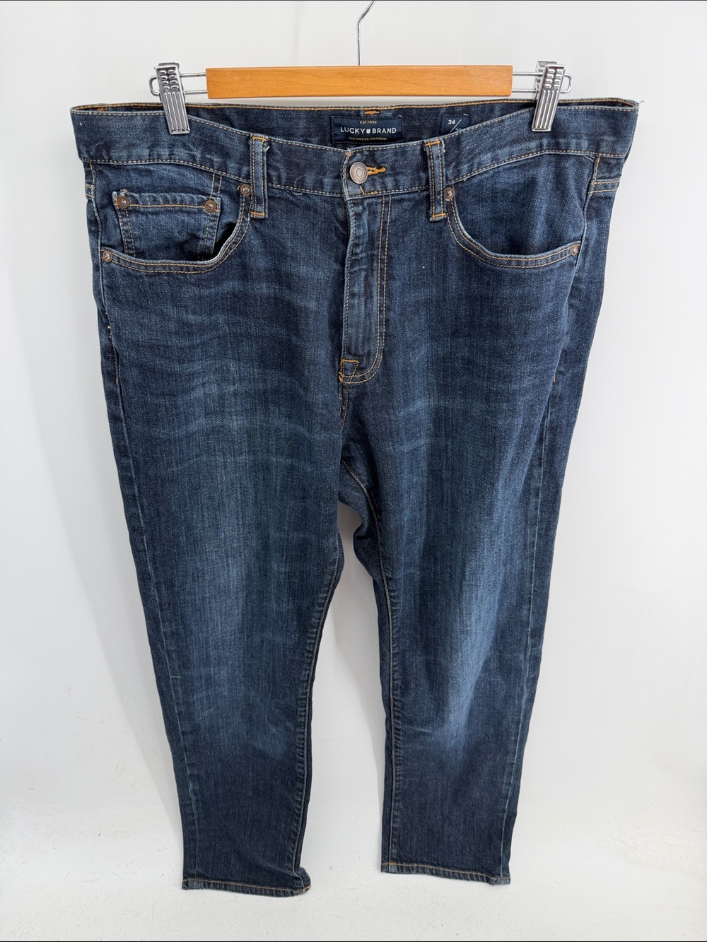 Lucky Brand 410 Athletic Slim dark wash straight leg denim jeans sz 34/30